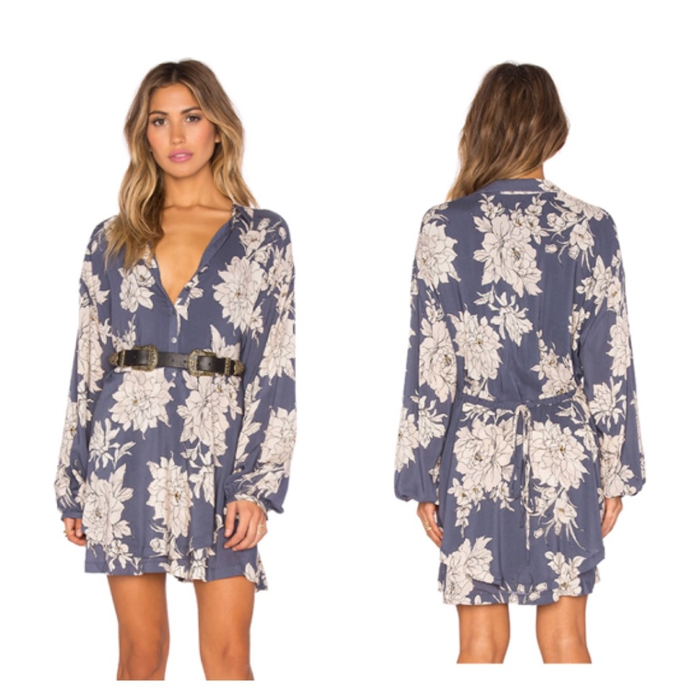 Free People Shake It Dress Slate Blue Grey M